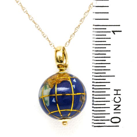 14K and 18K Yellow Gold Gemstone Globe Necklace | EBTH