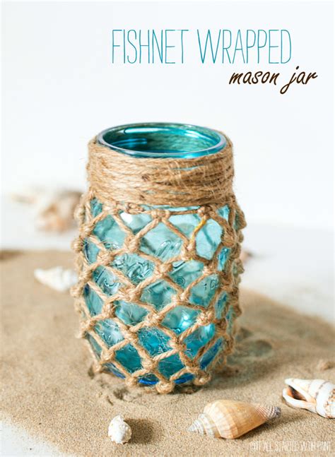 Fishnet Wrapped Mason Jar