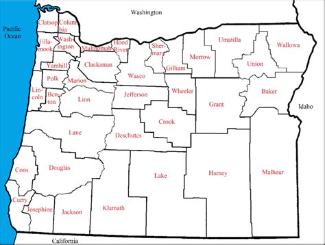 The 36 counties in the state of Oregon, USA (map by the author). | Download Scientific Diagram