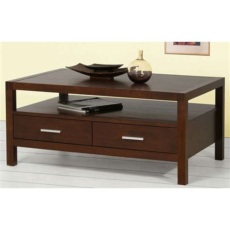 Furniture: Rectangular Wooden Cherry Coffee Table With Drawer At Side Part Made From Solid Wood ...