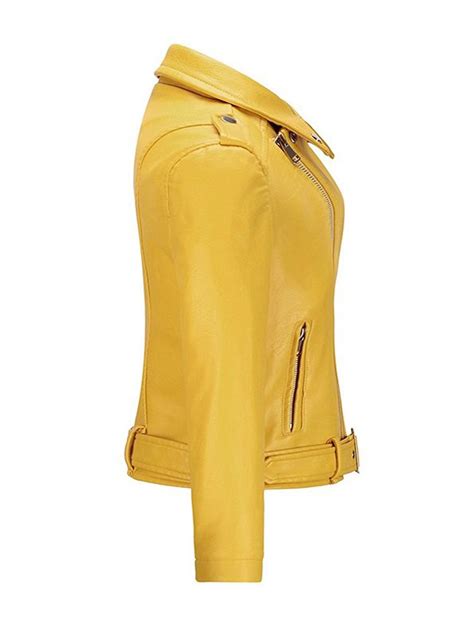 Stylish Female Motorcycle Yellow Jacket