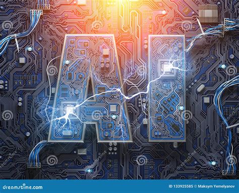 AI, Artificial Intelligence. Computer Chips with CPU in Form of Stock Illustration ...