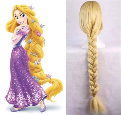 Rapunzel Disney Princess Tangled Story Book Week Women Long Blonde Braid Hair Costume Wig