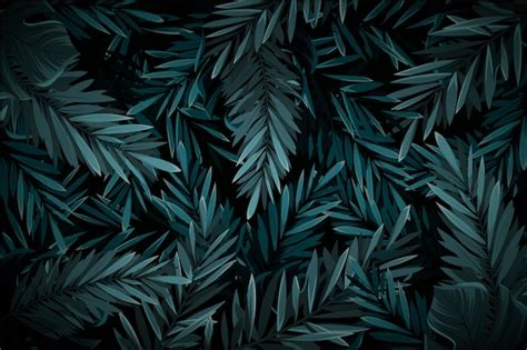 Free Vector | Realistic dark tropical leaves background