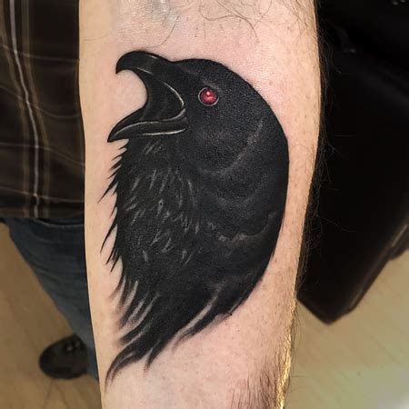 Red Eyed Raven's Head by Eddie Zavala: TattooNOW