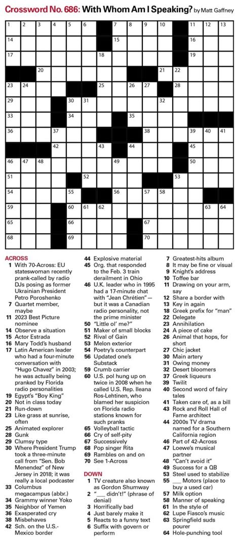 Puzzles: Printable Crossword - Issue: March 10, 2023