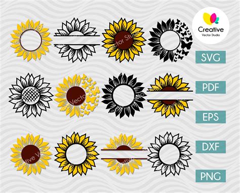 Sunflower Monogram SVG Bundle #1 | Creative Vector Studio