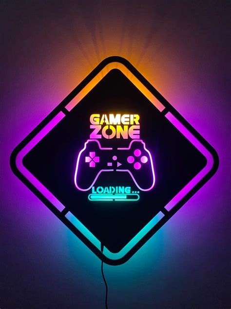 Handmade Wall Decor With Lightnings Gamer Zone Game Room Metal Wall Art ...