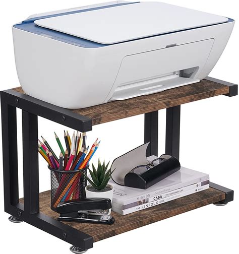 Cheflaud Printer Stand with 2 Tier Storage Shelves, Multi-Purpose Desk ...