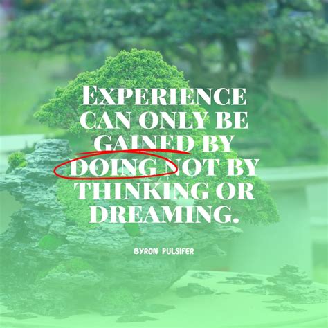 Byron Pulsifer’s quote about Experience. Experience can only be gained…