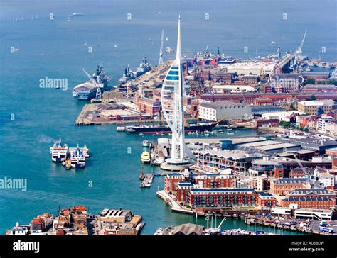 Aerial view. Spinnaker Tower. Royal Navy dockyard. Portsmouth Stock Photo: 13291092 - Alamy