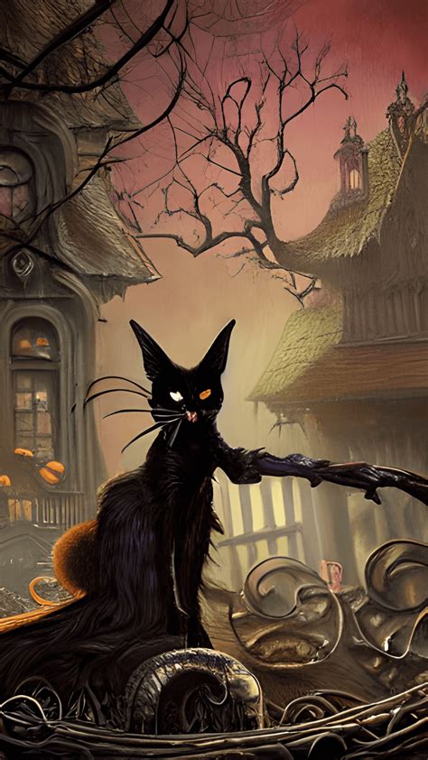 Halloween Witches and Black Cats Graphic · Creative Fabrica