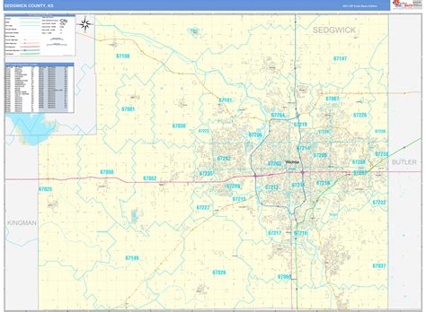 Sedgwick County, KS Zip Code Wall Map Basic Style by MarketMAPS - MapSales