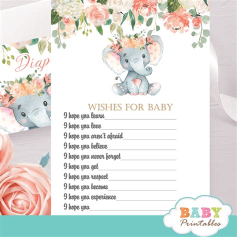 Coral Cream Elephant Baby Shower Games – D423 - Baby Printables