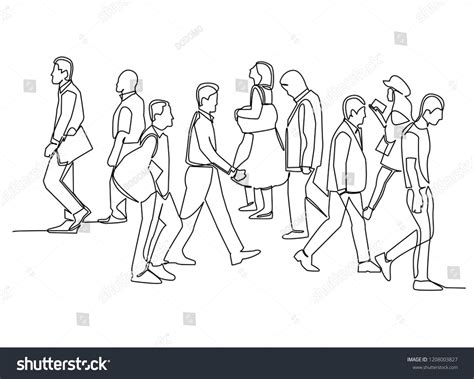 Continuous Line Drawing Group People Walking Stock Vector (Royalty Free) 1208003827 ...