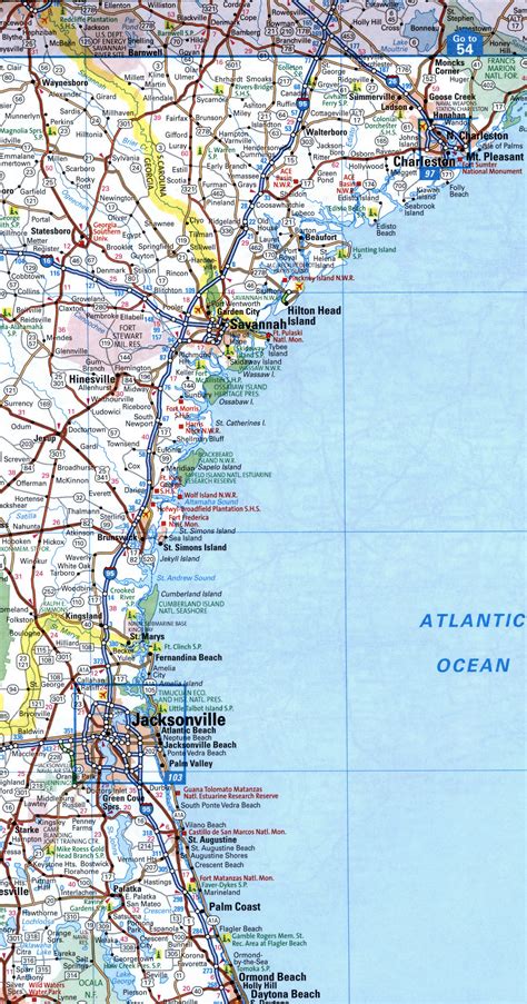 Map I-95 interstate highway via Florida, New York, Maine interchange and exit number - free