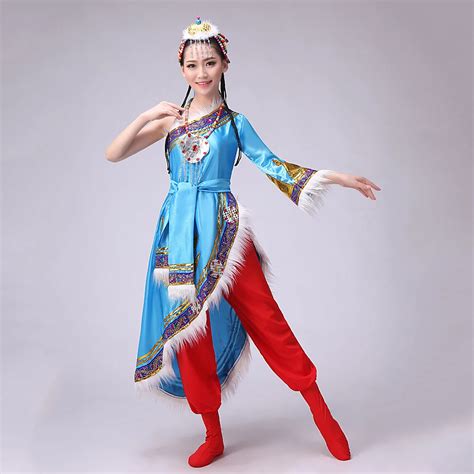 Girls Tibetan Dance Costume Chinese Traditional Wear Performance Tibetan Clothing Ethnic ...