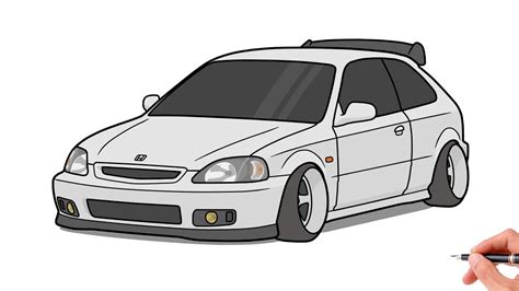 How to draw a HONDA CIVIC HATCHBACK 1996 / drawing honda VI 1995 ...