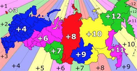 Russia time zone map - Time zones Russia map (Eastern Europe - Europe)