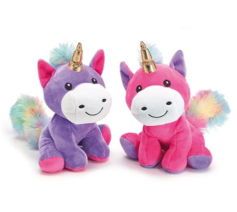 Plush Rainbow Unicorn With Gold Horn