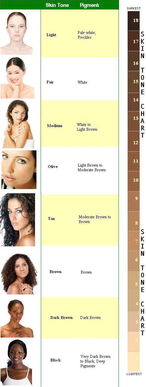 Everything 4 Writers - Skin Tones Human skin colours range from palest... | Skin tone chart ...