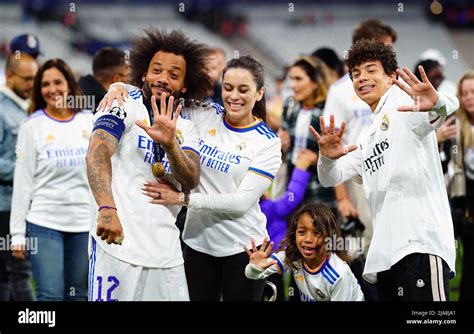 Real Madrid's Marcelo celebrates with his family after winning the UEFA ...