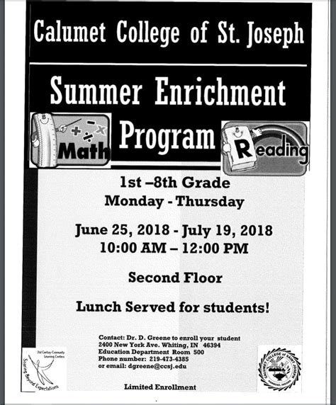 Calumet College of St. Joseph Summer Enrichment Program - Foundations ...