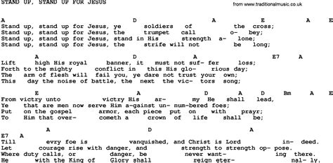 Gospel Song: Stand Up Stand Up For Jesus-Trad, lyrics and chords.