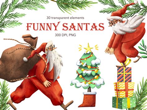 Funny Santas - Christmas Clipart Set Graphic by mashamashastu · Creative Fabrica