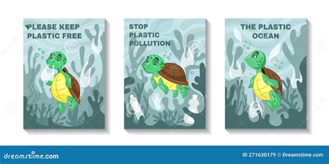 Sea Turtle Print, Animal In Trash. Stop Water Pollution Posters. Ocean Eco Mascot, Rubbish ...