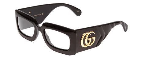 GUCCI GG0811S Ladies Reading Glasses Gloss Black Gold Logo 53 mm Custom ...