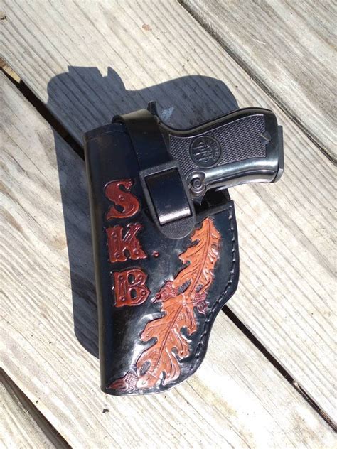 380 Pistol Holster. Freehand Engraved and Monogrammed, Pistol Holster ...