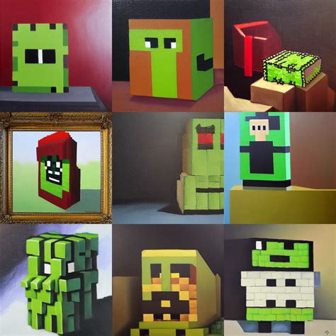 minecraft creeper, oil painting, still life, academic | Stable ...