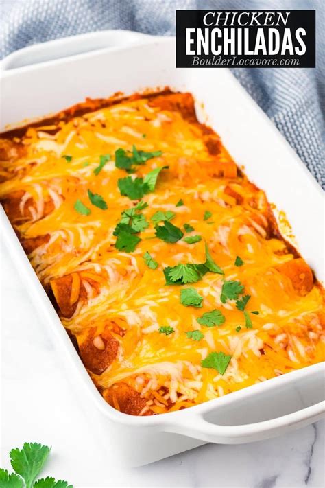 Hearty, filling Easy Chicken Enchiladas are packed with tender chicken, green chiles, refried ...