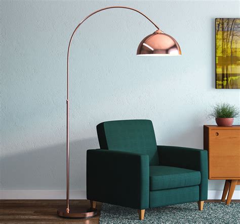 Home Essence Newcastle 196cm Arched Floor Lamp & Reviews | Wayfair UK Curved Floor Lamp, Copper ...