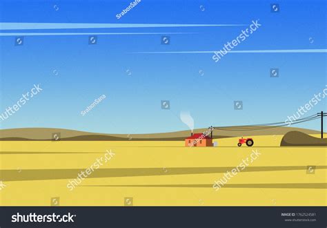 Yellow Field Tractor Farming Stock Illustration 1762524581