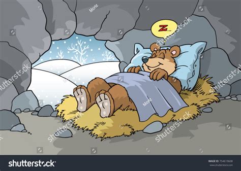 Cartoon Bear Hibernation Stock Vector (Royalty Free) 754619608 | Shutterstock