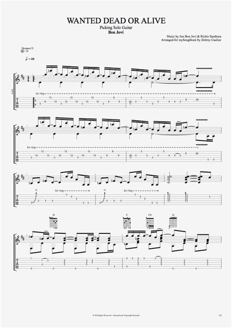 Wanted Dead or Alive Tab by Bon Jovi (Guitar Pro) - Picking Solo Guitar | mySongBook