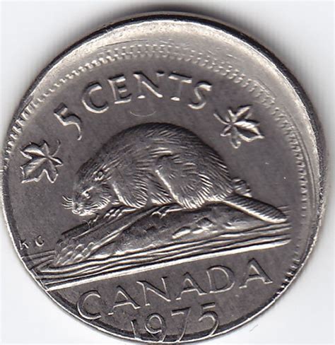 1975 Canada 5-Cent Nickel Coin - Dramatic Off Center Strike - RARE