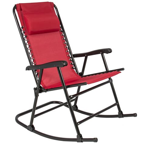 Best Choice Products Foldable Zero Gravity Rocking Patio Lounge Chair Red - Walmart.com