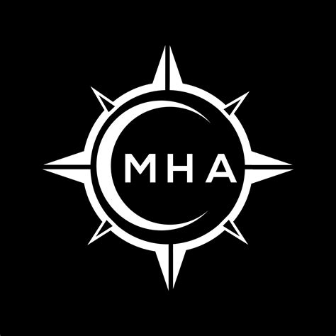 MHA abstract monogram shield logo design on black background. MHA ...