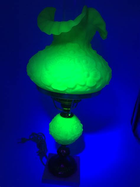 Fenton Lime Green Uranium Glass Student Lamp | Etsy