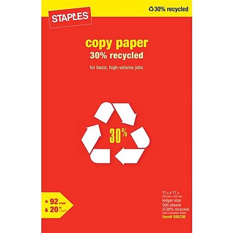 Staples 30% Recycled Copy Paper, 11" x 17", 500/Ream (112390) | Staples