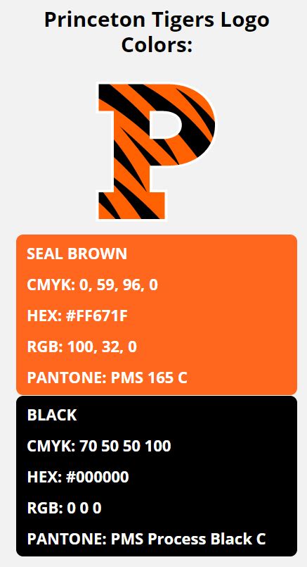 Princeton Tigers Team Colors | HEX, RGB, CMYK, PANTONE COLOR CODES OF ...