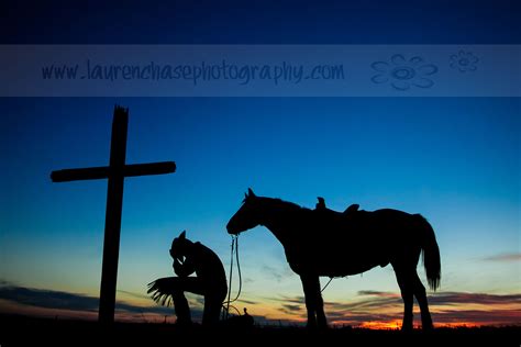 Praying Cowboy And Horse Silhouette - Mijacob