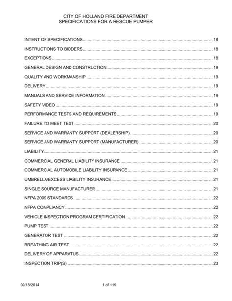 Fire Department Rescue Pumper specifications