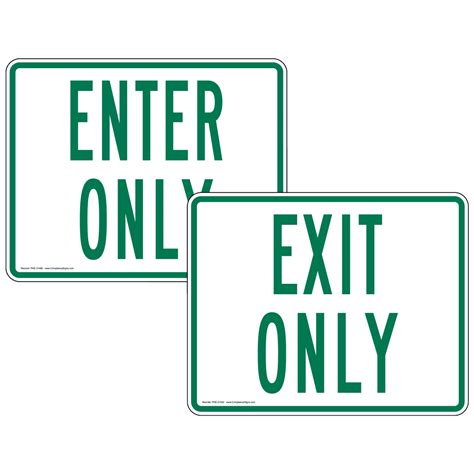 Enter / Exit Enter Sign - Enter Only Exit Only Set