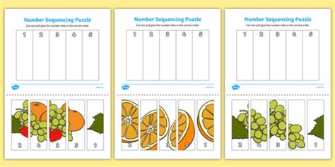 Fruit Themed Number Sequencing Puzzle (Teacher-Made)