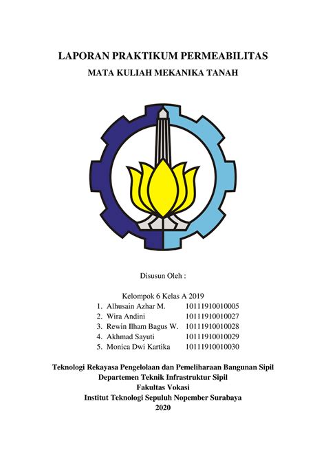 Laporan Praktikum Permeabilitas Tanah - LAPORAN PRAKTIKUM PERMEABILITAS MATA KULIAH MEKANIKA ...