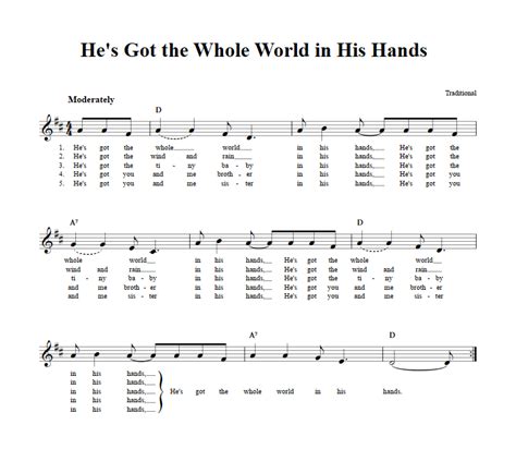 He's Got the Whole World in His Hands C Instrument Sheet Music (Lead ...